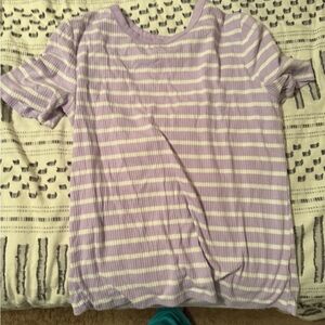GAP Lavender and White Striped Short Sleeve Tee